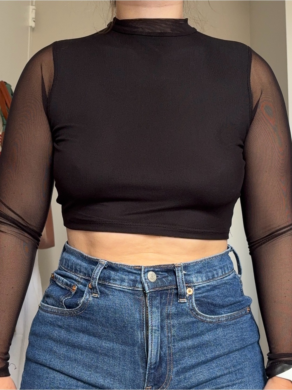 Windsor black mesh crop top
